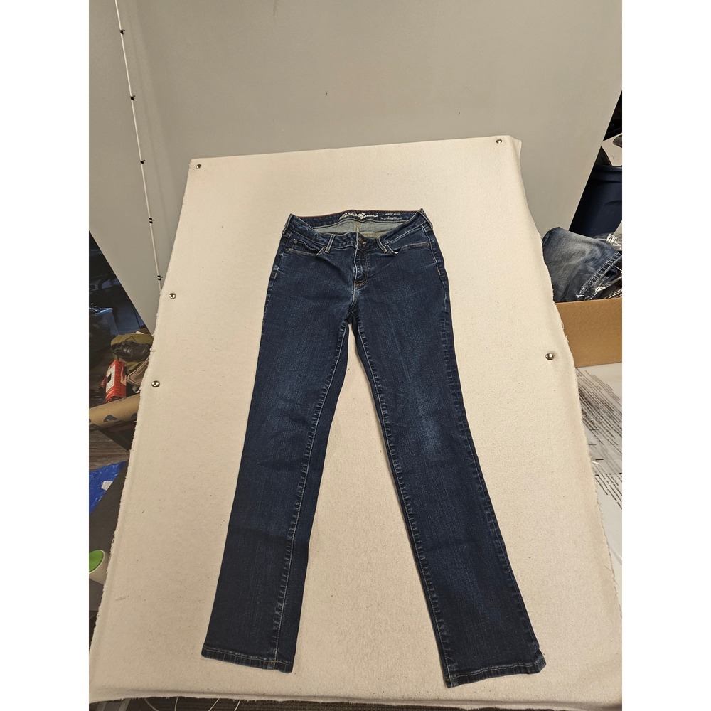 Eddie Bauer Slightly Curvy Straight Leg‎ Jeans Dark Wash Indigo Blue P8 Petite 8